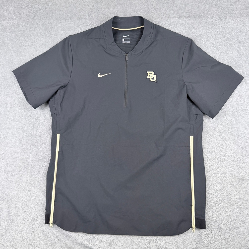 Nike Baylor Bears Mens Large Black Gold Short Sleeve Quarter Zip Windbreaker